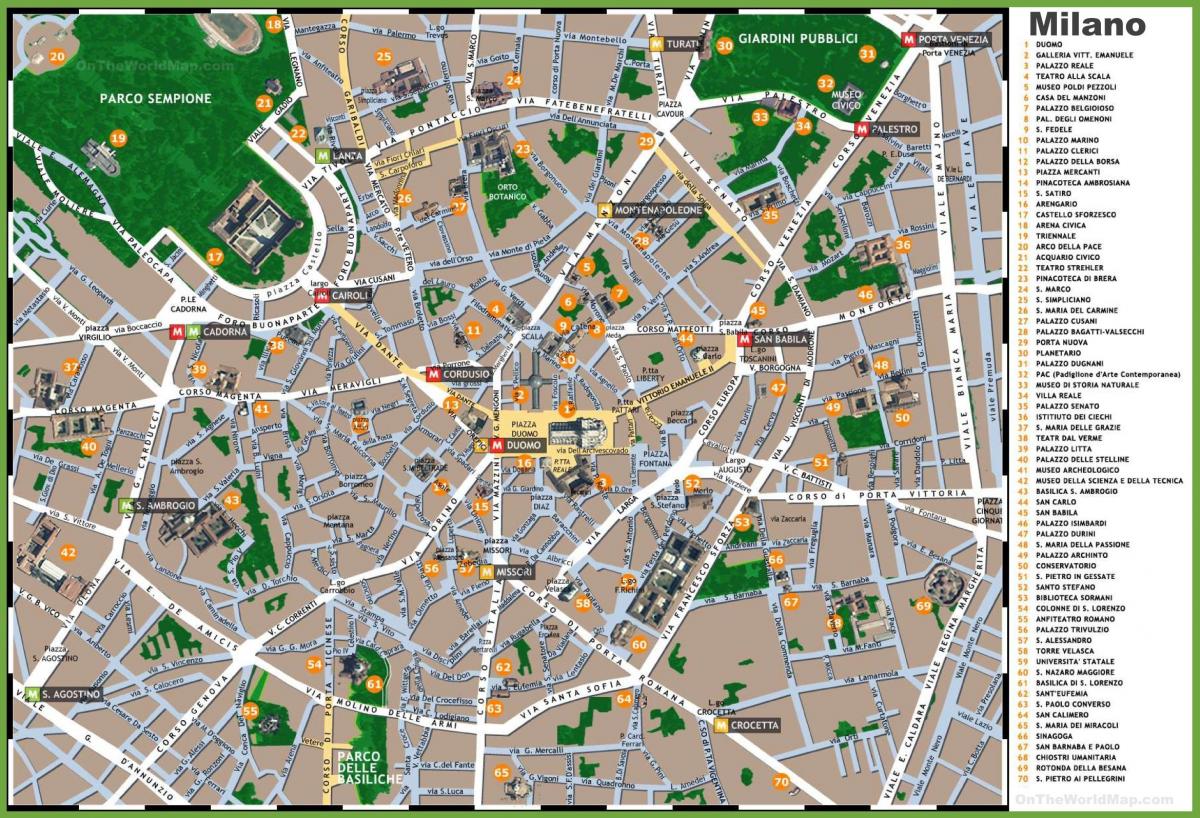 map of milan italy tourist attractions