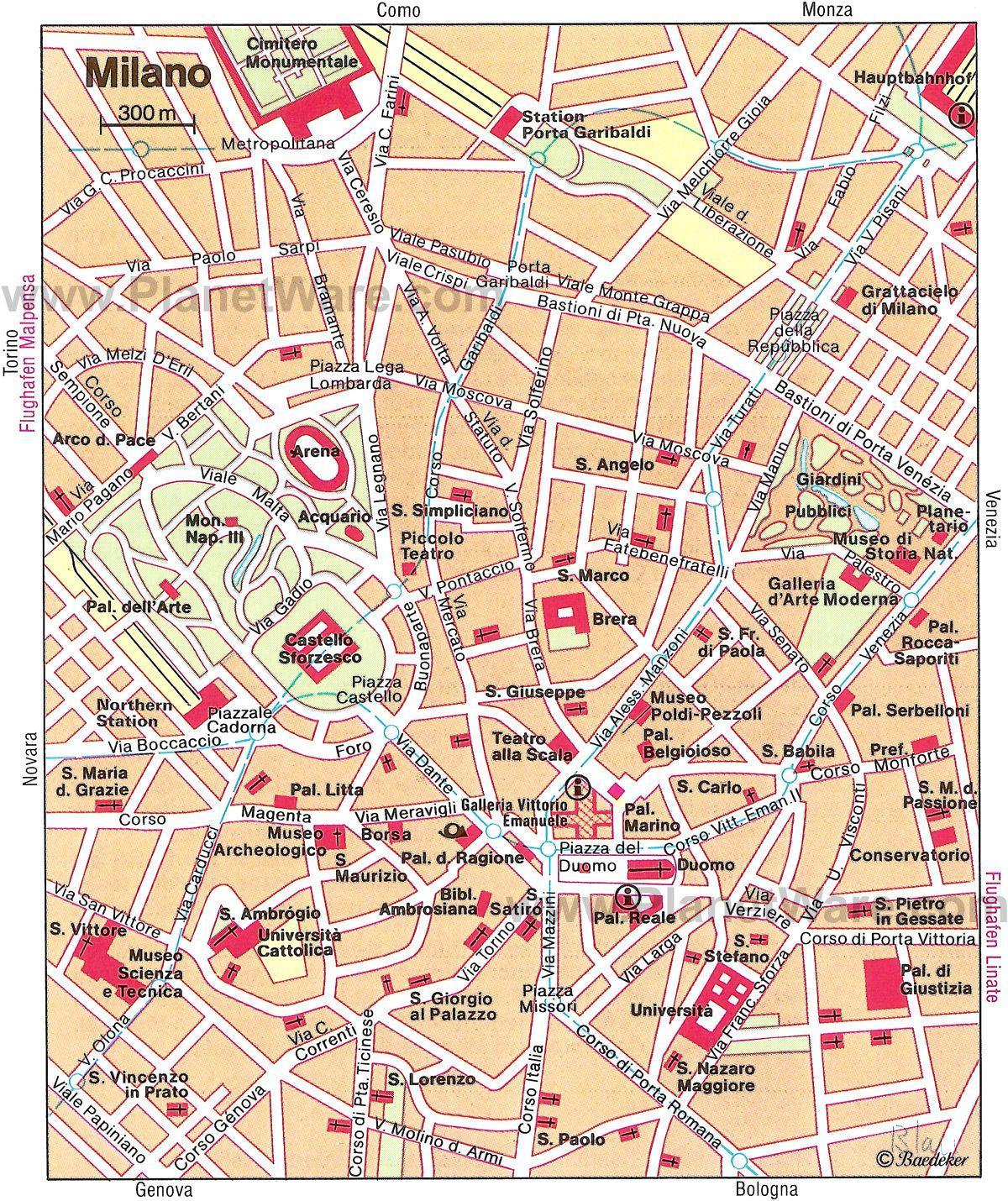 milan italy map tourist