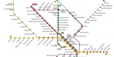 Milan suburban railway map