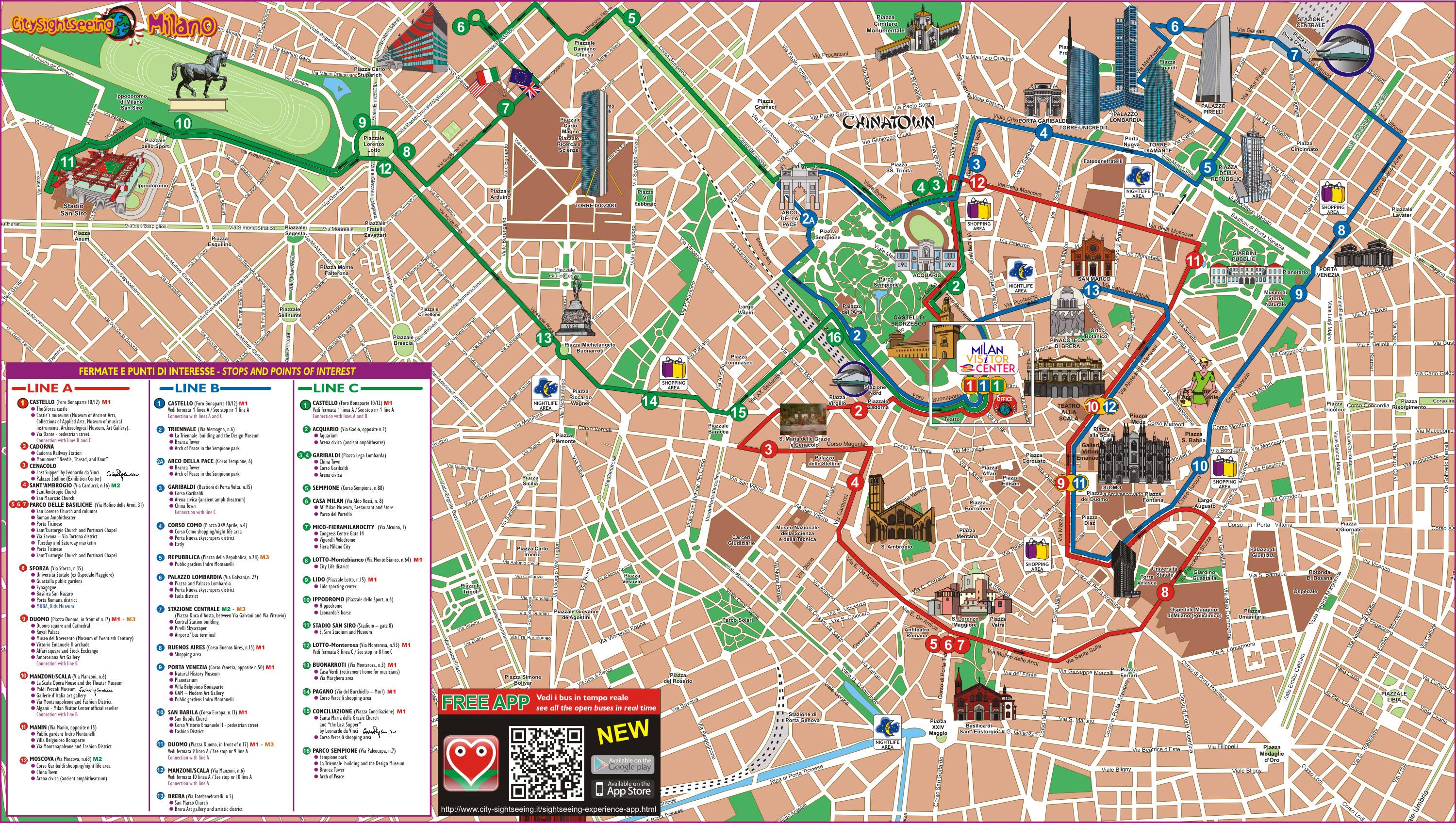 Milan bus route map - Map of milan bus route (Lombardy - Italy)