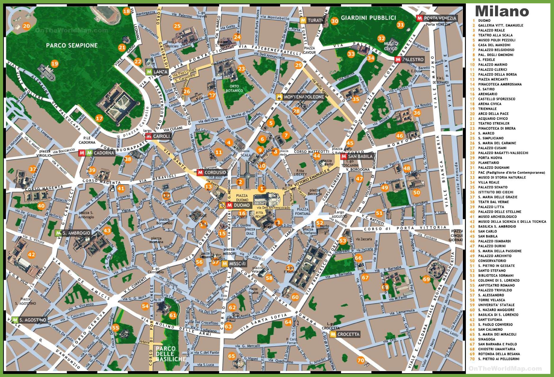 milan italy tourist map