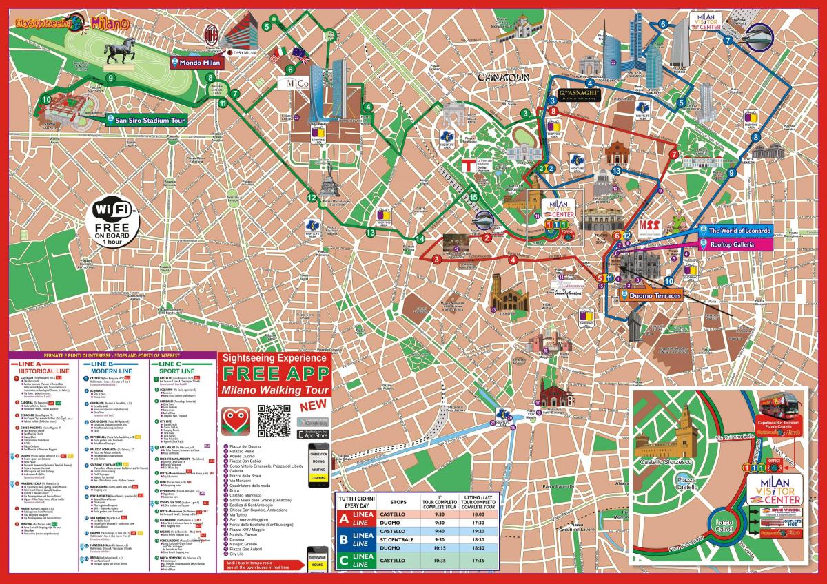 milan hop on hop off route map
