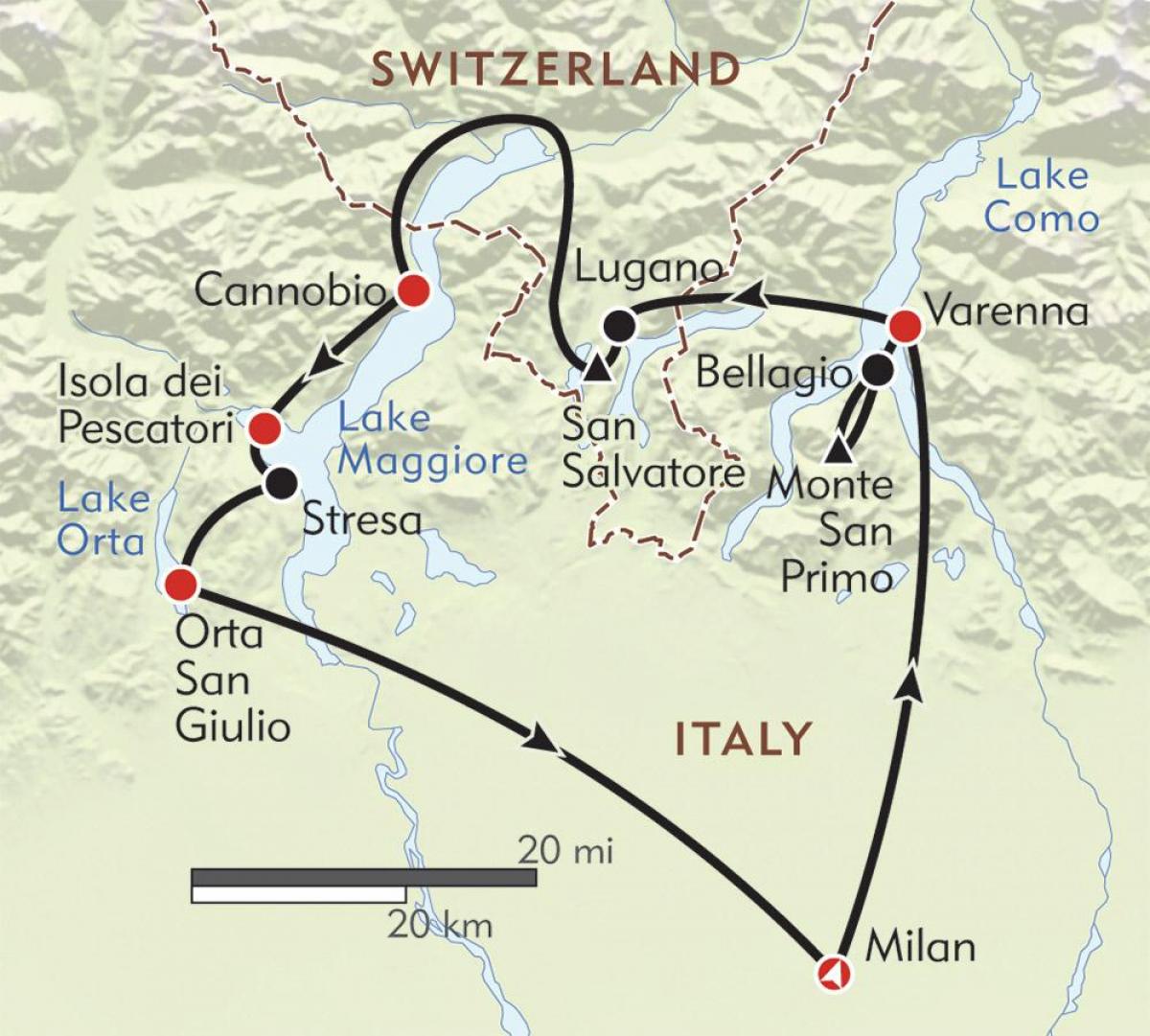 map of milan lakes