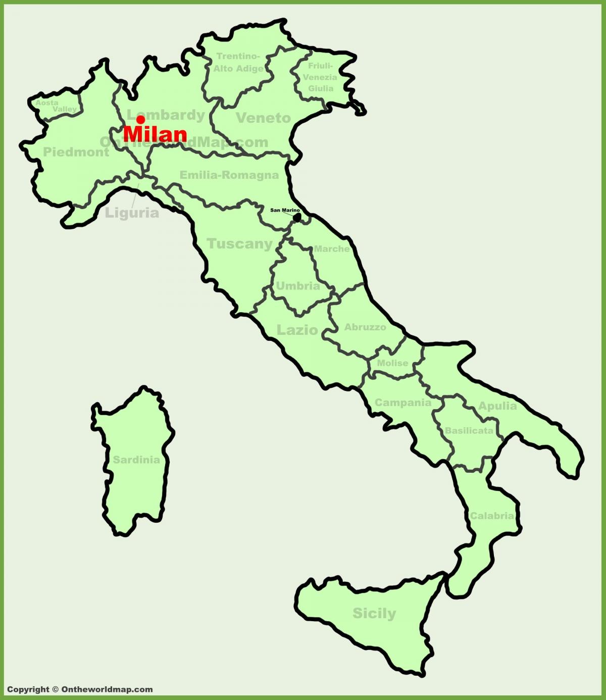 map of italy showing milan