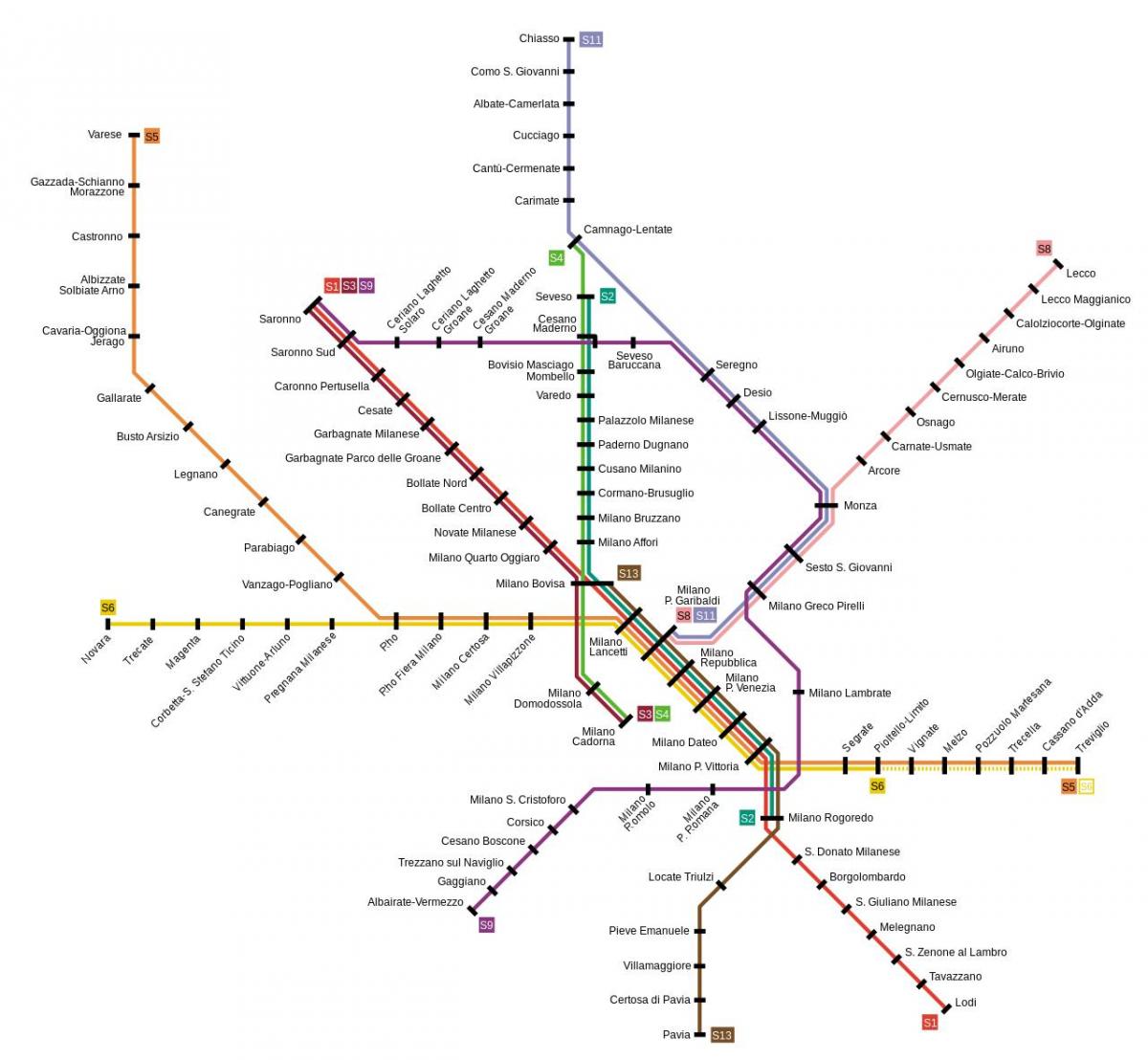 milan suburban railway map
