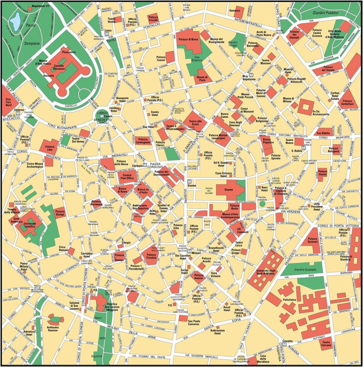 milan italy city center map
